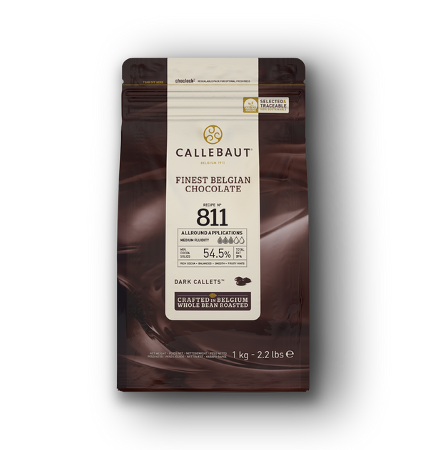 BOLSA 2.2 LB - Cobertura  de chocolate Negra monedas  Belga Callebaut 811 54% Boton
