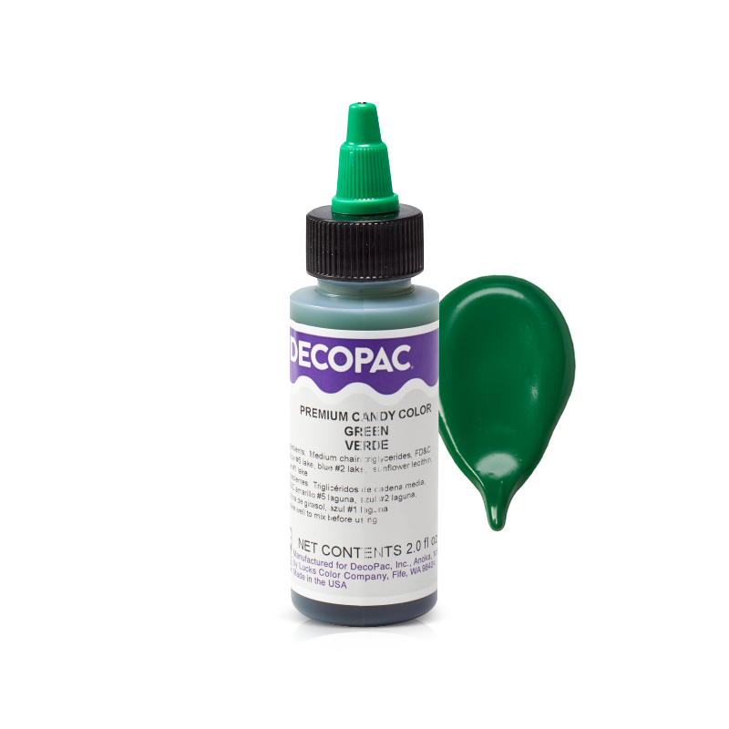 Candy gel color Verde Liposoluble Decopac disponibe en Botella 2 oz