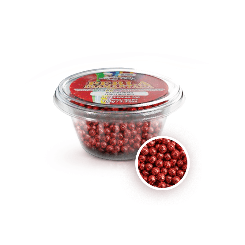 Perla Metalica Mediana Color Rojo Navidad 100g Frasco 3.5 oz - NTD Ingredientes